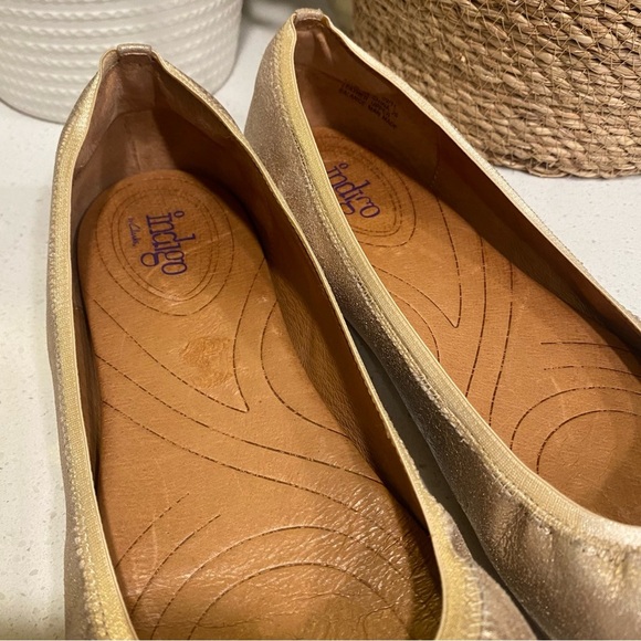 ✨ Indigo by Clarks Metallic Gold Ballet Flats Women's 10 Comfortable & Stylish - Picture 4 of 7